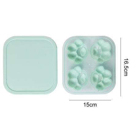 Household Cat Paw Shape Creative Silicone Ice Box Ice Cube Mold Ice Hockey DIY Food Supplement Box with Lid(Vegetation Green)-garmade.com