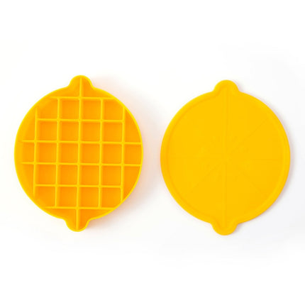 Lemon Shape Ice Grid Food Grade Silicone Ice Cube Mould Food Supplement Ice Box with Lid(Yellow)-garmade.com