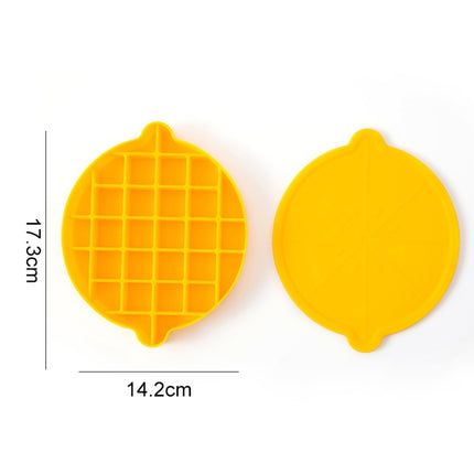 Lemon Shape Ice Grid Food Grade Silicone Ice Cube Mould Food Supplement Ice Box with Lid(Yellow)-garmade.com