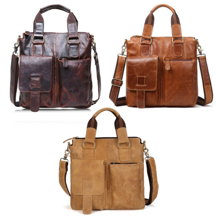 B259 Men Retro Business Handbag Shoulder Messenger Bag, Size: 30x31x8cm(Yellow Crazy Horse)-garmade.com