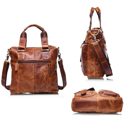 B259 Men Retro Business Handbag Shoulder Messenger Bag, Size: 30x31x8cm(Light Yellow Brown)-garmade.com