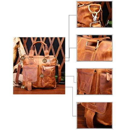 B259 Men Retro Business Handbag Shoulder Messenger Bag, Size: 30x31x8cm(Light Yellow Brown)-garmade.com