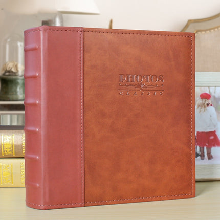 5R 7 Inch 200 Sheets Leather Photo Album Paper Core Insert Album(Jujube Red)-garmade.com