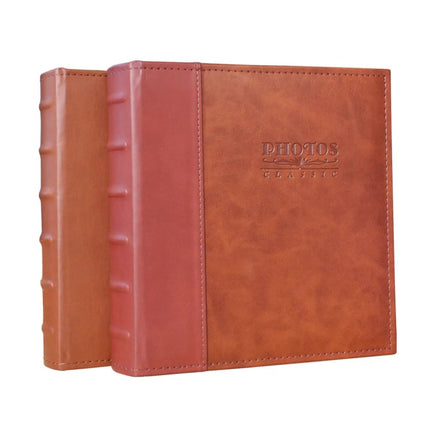 5R 7 Inch 200 Sheets Leather Photo Album Paper Core Insert Album(Brown)-garmade.com