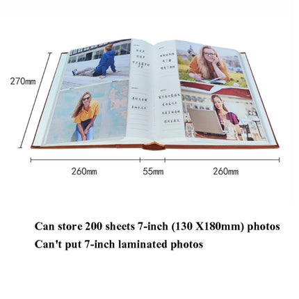 5R 7 Inch 200 Sheets Leather Photo Album Paper Core Insert Album(Jujube Red)-garmade.com