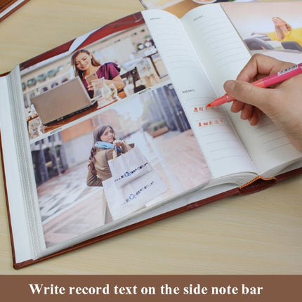 5R 7 Inch 200 Sheets Leather Photo Album Paper Core Insert Album(Jujube Red)-garmade.com