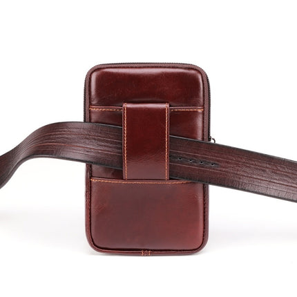 6443 Men Casual Outdoor Sports Belt Hanging Mobile Phone Waist Bag(Red Brown)-garmade.com