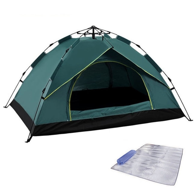 TC-014 Outdoor Beach Travel Camping Automatic Spring Multi-Person Tent For 3-4 People(Green+Mat)-garmade.com