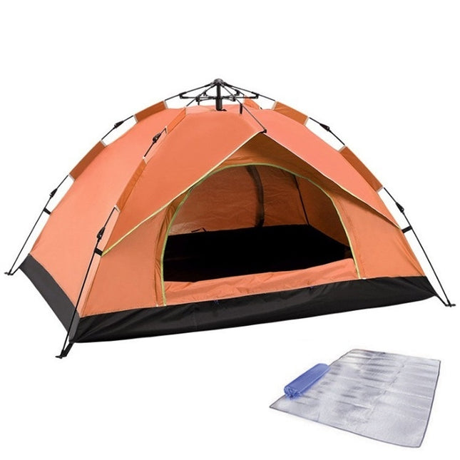 TC-014 Outdoor Beach Travel Camping Automatic Spring Multi-Person Tent For 3-4 People(Orange+Mat)-garmade.com