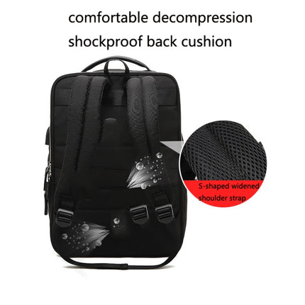 15.6 inch External USB Interface Laptop Backpack Waterproof Computer Bag(Black)-garmade.com