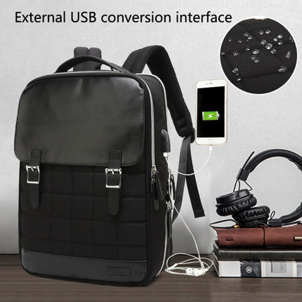 15.6 inch External USB Interface Laptop Backpack Waterproof Computer Bag(Black)-garmade.com