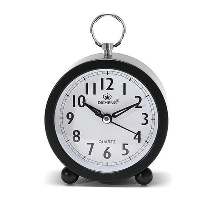 2 PCS Office Home Round Alarm Clock Student Watch Gift(Black)-garmade.com