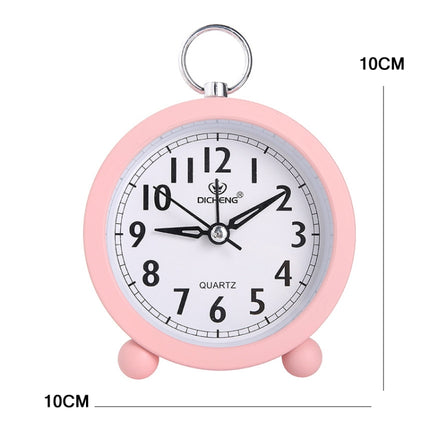 2 PCS Office Home Round Alarm Clock Student Watch Gift(Pink)-garmade.com