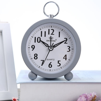 2 PCS Office Home Round Alarm Clock Student Watch Gift(Grey)-garmade.com