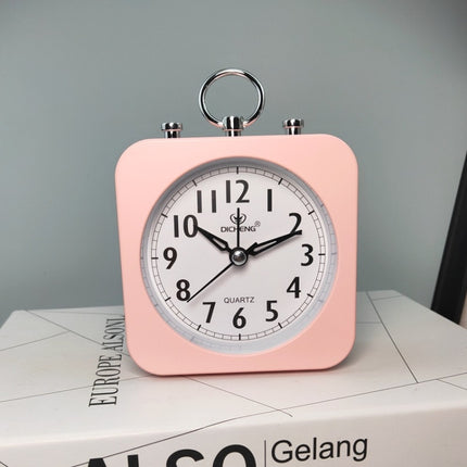 2 PCS Lazy Silent Small Alarm Clock Office Home Desktop Clock(Pink)-garmade.com