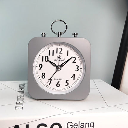 2 PCS Lazy Silent Small Alarm Clock Office Home Desktop Clock(Grey)-garmade.com