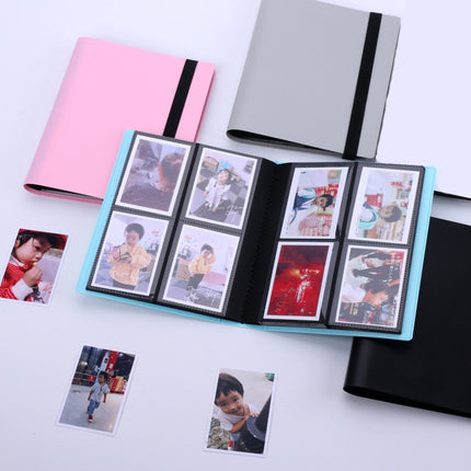 3 Inch Elastic Solid Color Photo Album Large Capacity Photo Star Card Storage Book, Number of internal paper pages: 3 Inch 160(Silver Gray)-garmade.com