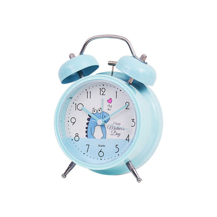 Student Cute Style Bell Alarm Clock Bedside Mute Clock With Light Specification： Y33 3 Inch (Blue)-garmade.com