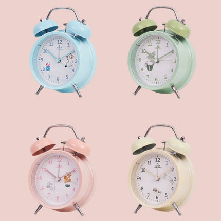 Student Cute Style Bell Alarm Clock Bedside Mute Clock With Light Specification： Y34 3 Inch (Green)-garmade.com