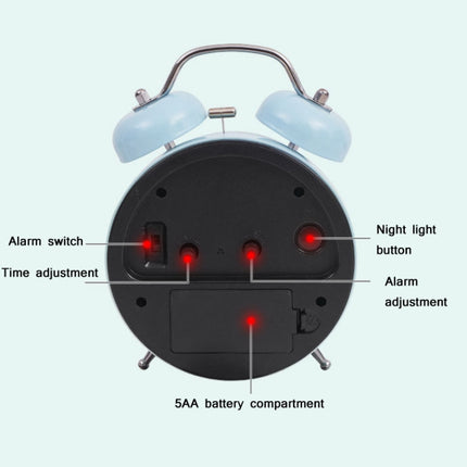 Student Cute Style Bell Alarm Clock Bedside Mute Clock With Light Specification： Y34 3 Inch (Pink)-garmade.com