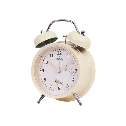 Student Cute Style Bell Alarm Clock Bedside Mute Clock With Light Specification： Y34 3 Inch (Beige)-garmade.com