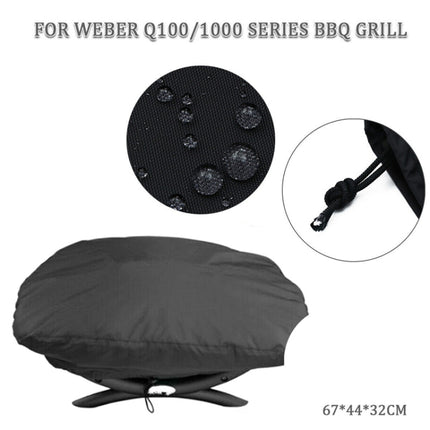 Outdoor Camping Garden Oven Cover Dustproof And Waterproof Cover For Weber 7100 / Q100 / Q1000, Size: 67.1x44x32cm(Black)-garmade.com