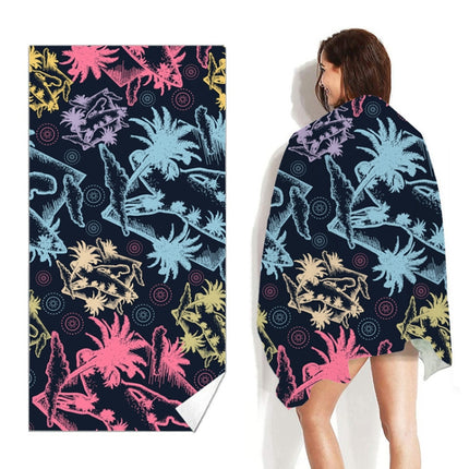 Double-Faced Velvet Quick-Drying Beach Towel Printed Microfiber Beach Swimming Towel, Size: 160 x 80cm(Gradient Forest)-garmade.com