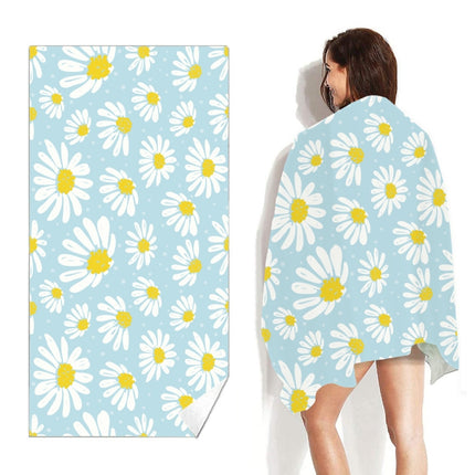Double-Faced Velvet Quick-Drying Beach Towel Printed Microfiber Beach Swimming Towel, Size: 160 x 80cm(Daisy)-garmade.com