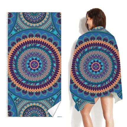 Double-Faced Velvet Quick-Drying Beach Towel Printed Microfiber Beach Swimming Towel, Size: 160 x 80cm(Classic Mandala)-garmade.com