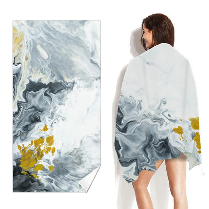 Double-Faced Velvet Quick-Drying Beach Towel Printed Microfiber Beach Swimming Towel, Size: 160 x 80cm(Iceberg)-garmade.com