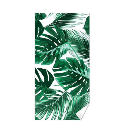 Double-Faced Velvet Quick-Drying Beach Towel Printed Microfiber Beach Swimming Towel, Size: 160 x 80cm(Minimalist Green Leaf)-garmade.com