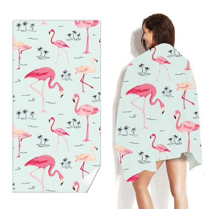 Double-Faced Velvet Quick-Drying Beach Towel Printed Microfiber Beach Swimming Towel, Size: 160 x 80cm(Coconine Flamingo)-garmade.com