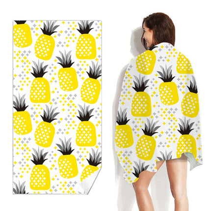 Double-Faced Velvet Quick-Drying Beach Towel Printed Microfiber Beach Swimming Towel, Size: 160 x 80cm(Yellow Pineapple)-garmade.com