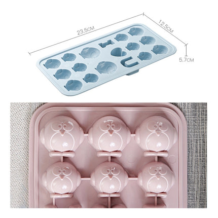 Creative DIY Home Ice Cream Mold Ice Lattice Penguin Shape Homemade Ice Cubes with Lid Ice Box(Blue)-garmade.com