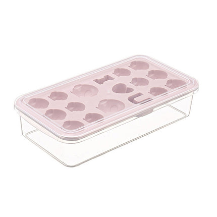 Creative DIY Home Ice Cream Mold Ice Lattice Penguin Shape Homemade Ice Cubes with Lid Ice Box(Pink)-garmade.com