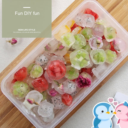 Creative DIY Home Ice Cream Mold Ice Lattice Penguin Shape Homemade Ice Cubes with Lid Ice Box(Pink)-garmade.com