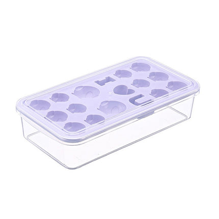 Creative DIY Home Ice Cream Mold Ice Lattice Penguin Shape Homemade Ice Cubes with Lid Ice Box(Purple)-garmade.com