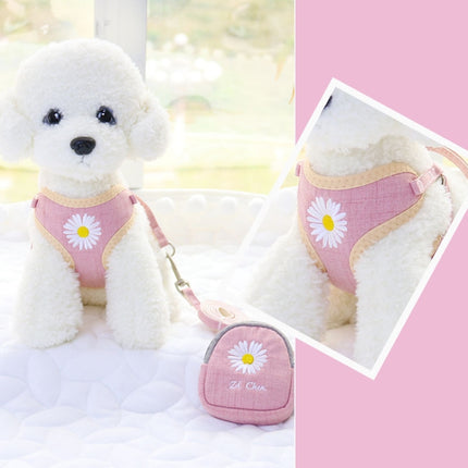 ZiChen Plain Embroidery Dog ??Traction Rope Pet Chest Strap, Size: S(Pink)-garmade.com