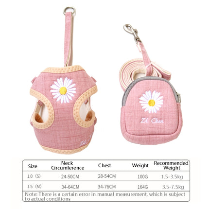 ZiChen Plain Embroidery Dog ??Traction Rope Pet Chest Strap, Size: S(Pink)-garmade.com