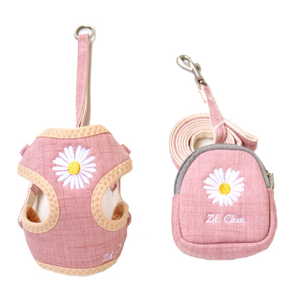 ZiChen Plain Embroidery Dog ??Traction Rope Pet Chest Strap, Size: M(Pink)-garmade.com