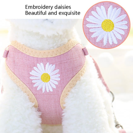 ZiChen Plain Embroidery Dog ??Traction Rope Pet Chest Strap, Size: M(Pink)-garmade.com