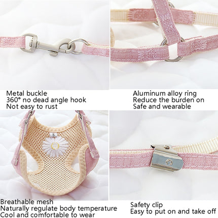 ZiChen Plain Embroidery Dog ??Traction Rope Pet Chest Strap, Size: M(Pink)-garmade.com