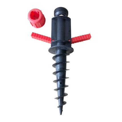 32mm Pipe Diameter Outdoor Beach Sun Umbrella Accessories Large Plastic Portable Spiral Ground Plug(Red Black)-garmade.com