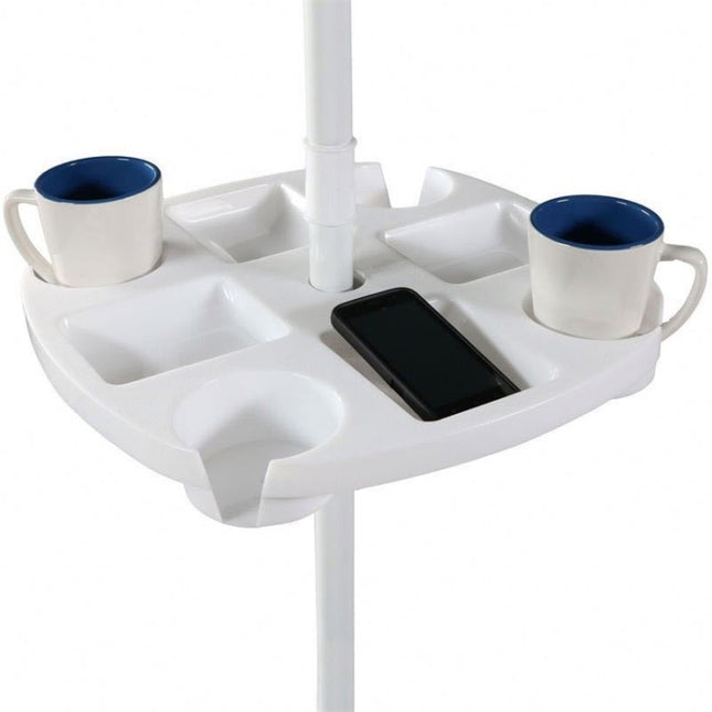 Outdoor Beach Umbrella Tube Cup Holder Sun Umbrella PP Plastic Tray(White)-garmade.com