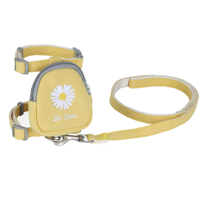 ZiChen Cat Traction Rope Small Pet Traction Embroidery Backpack, Size: S(Yellow)-garmade.com