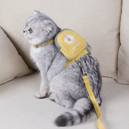 ZiChen Cat Traction Rope Small Pet Traction Embroidery Backpack, Size: S(Yellow)-garmade.com