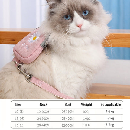 ZiChen Cat Traction Rope Small Pet Traction Embroidery Backpack, Size: S(Blue)-garmade.com
