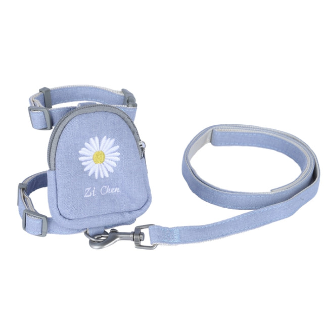 ZiChen Cat Traction Rope Small Pet Traction Embroidery Backpack, Size: L(Blue)-garmade.com