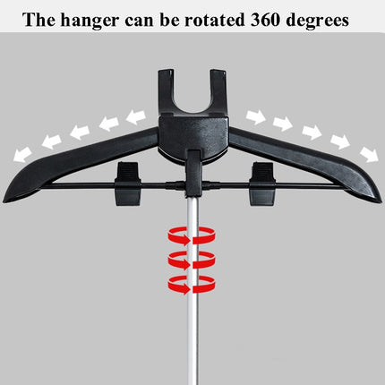 1.6m 3 in 1 Hanging Ironing Bracket Hanger Telescopic Metal Rod Mount(Black Hanger)-garmade.com