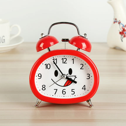 Children Cute Alarm Clock Students Bedside Metal Bell Clock(Red)-garmade.com